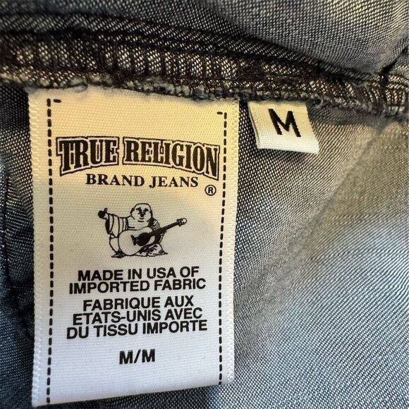 True Religion Women's Blue Sleeveless Button Down Romper Tencel Size M - Picture 11 of 16